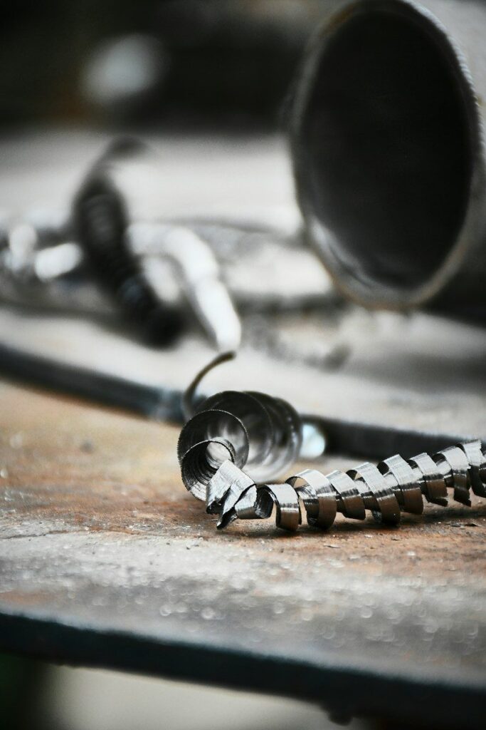A close up of a metal object on a table